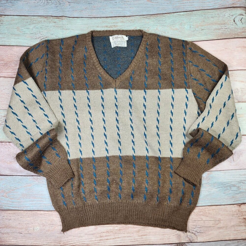 B. Altman Vintage V-Neck Mohair Blend Sweater, Men's XL